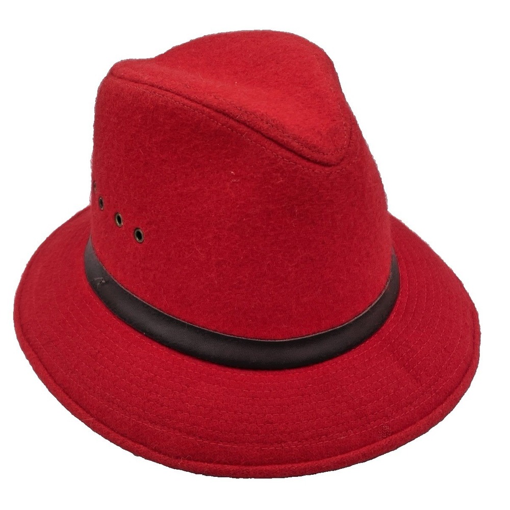 Filson Packer Hat Mens Red Virgin Wool Leather Band Small Red Gorpcore USA Made